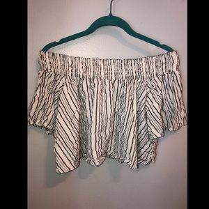 STRIPED OFF THE SHOULDER SHIRT